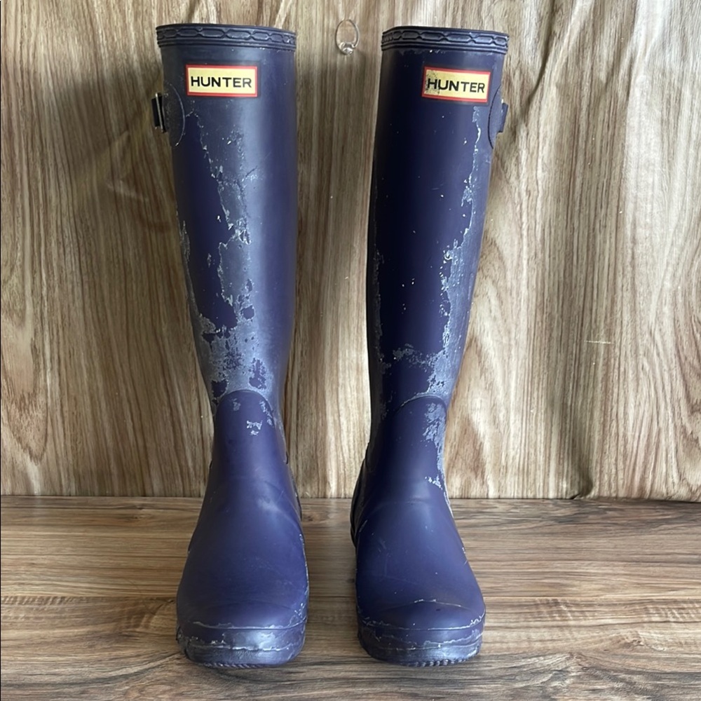 Pre-owned Hunter  Women's Tall Hunter Rain Boots Matte Purple Size 5